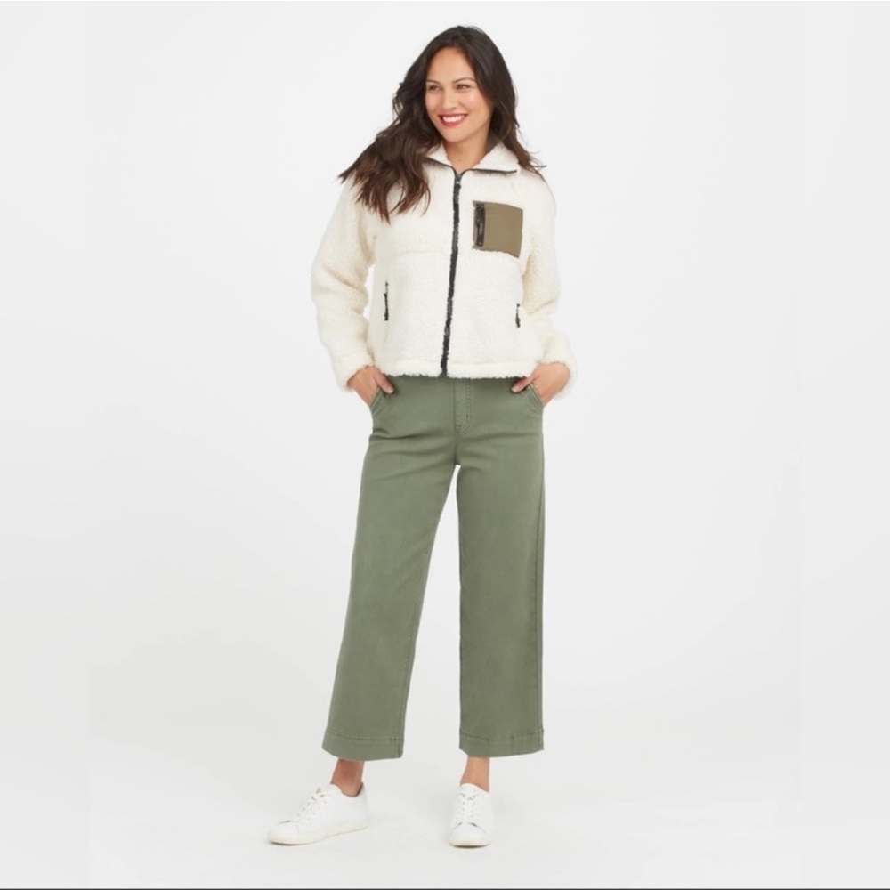 SPANX twill cropped wide leg pants